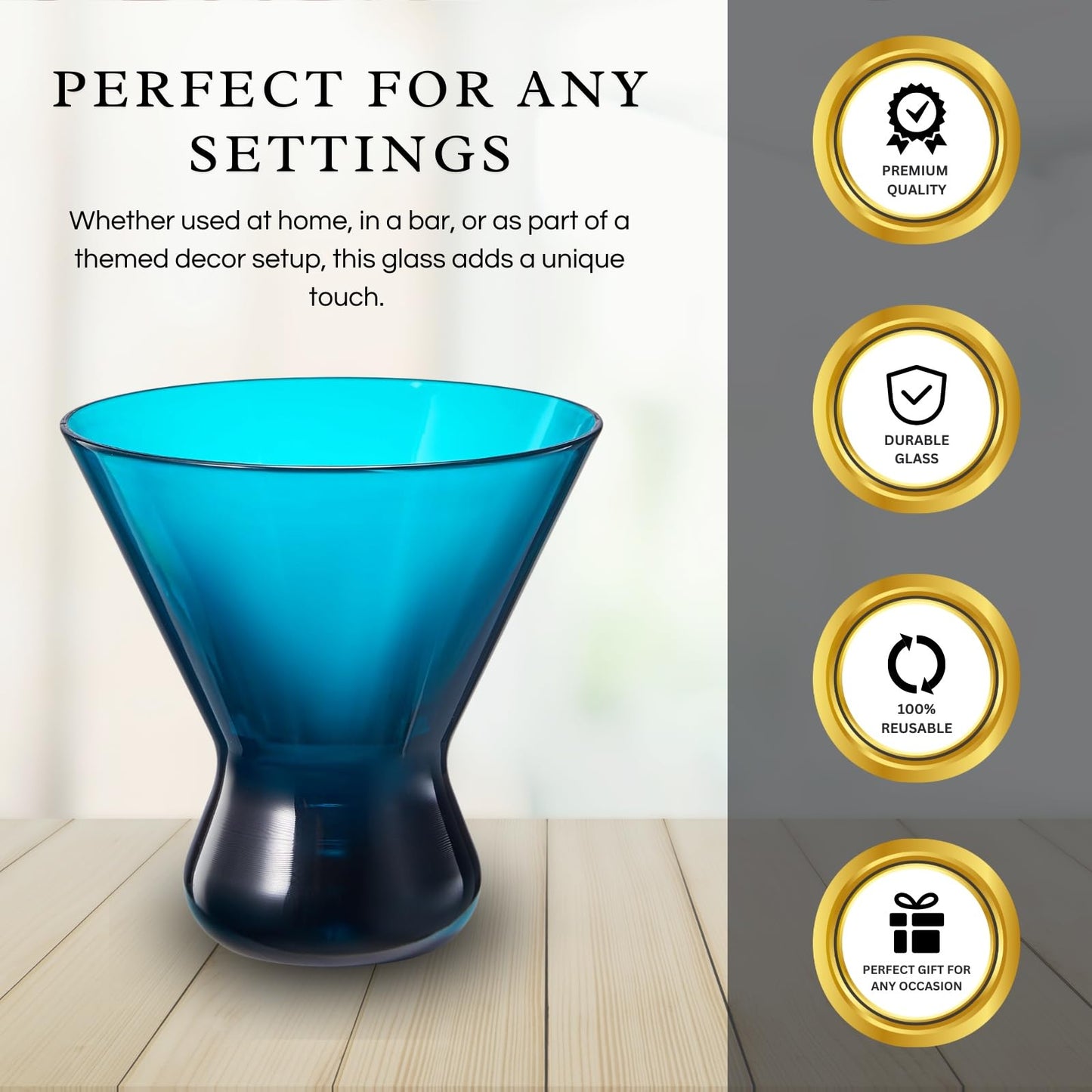 Colorful Pastel Plastic Stemless Martini Glasses Set Of 4