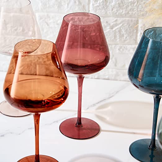 Colored Crystal Wine Glass Set Of 6