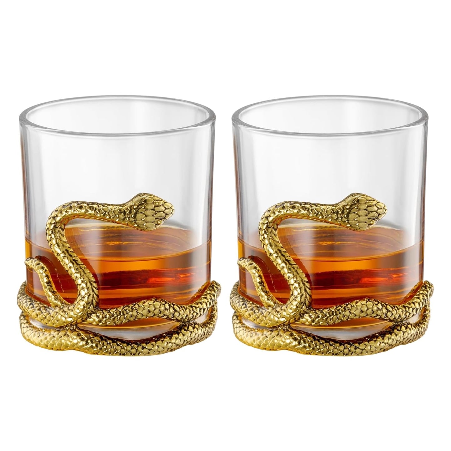 Snake Serpent Whiskey Glasses 2 Glass Set