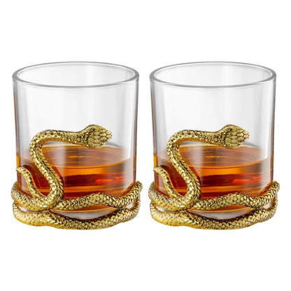 Snake Serpent Whiskey Glasses 2 Glass Set