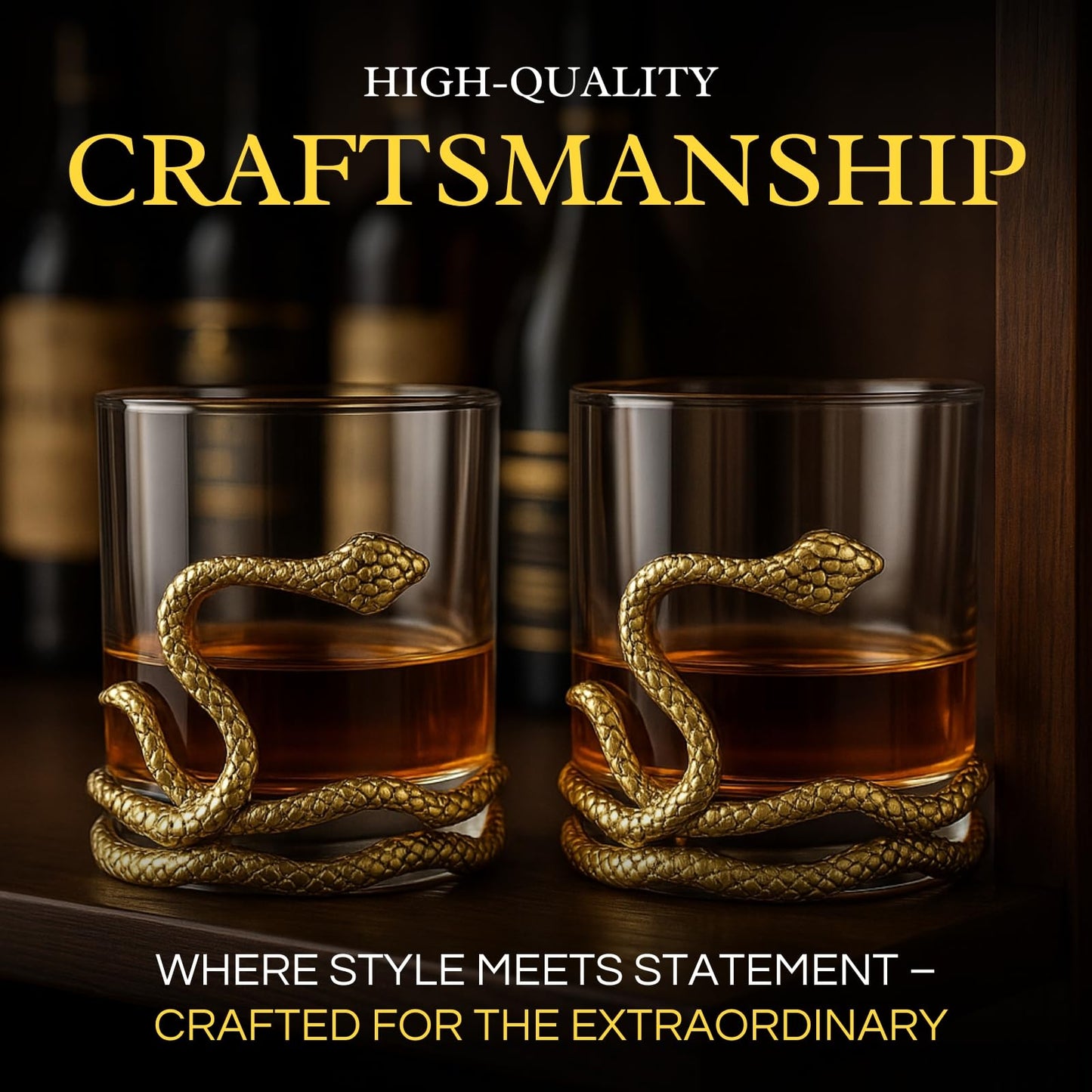Snake Serpent Whiskey Glasses 2 Glass Set