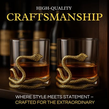 Snake Serpent Whiskey Glasses 2 Glass Set