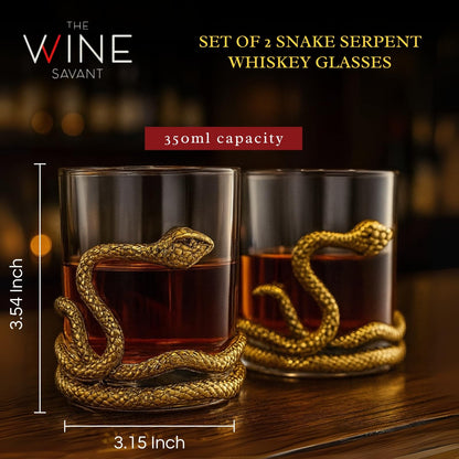 Snake Serpent Whiskey Glasses 2 Glass Set