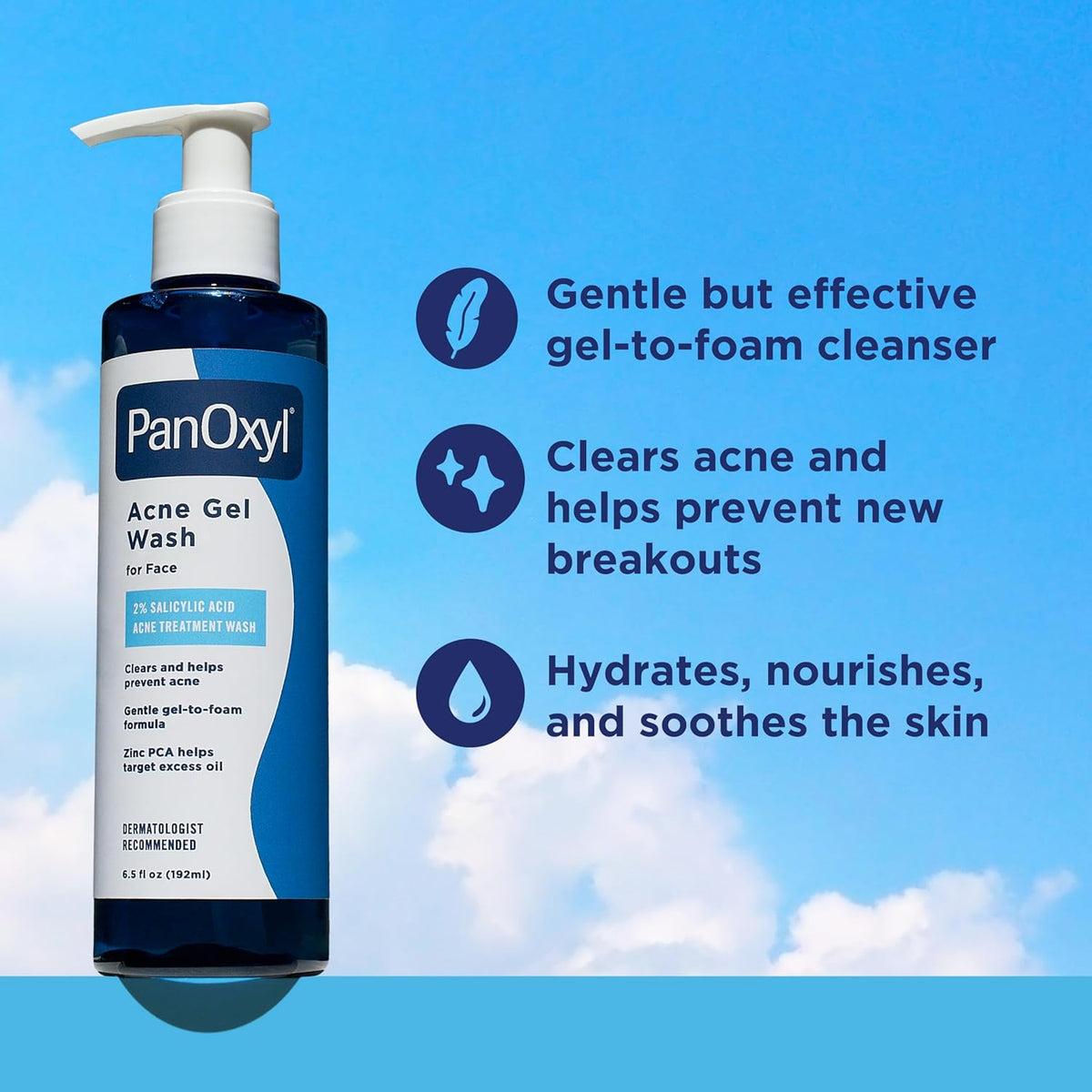Acne Gel Wash, 2% Salicylic Acid, for Face, 6.5 Fl Oz