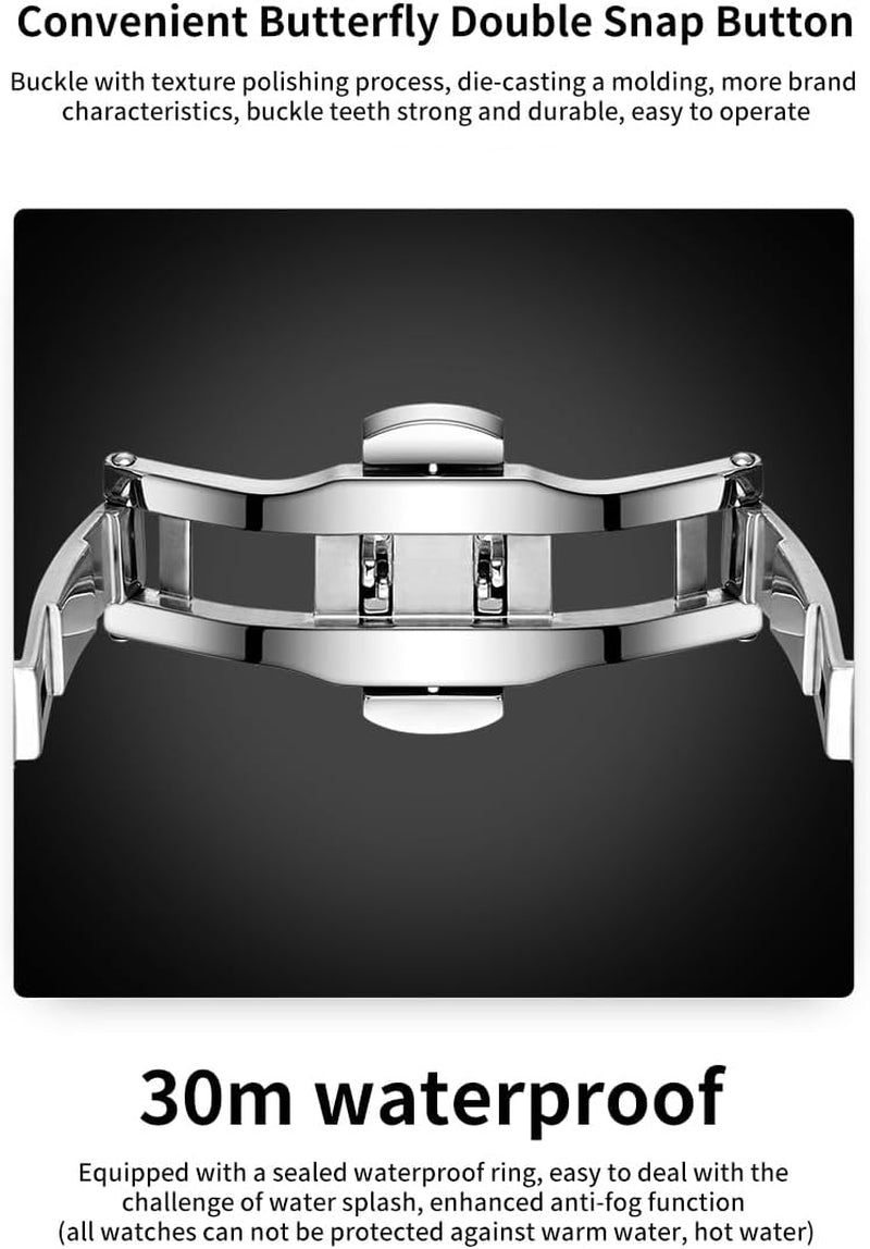 Watches for Men Luxury Diamond Casual Large Dial Watches Stainless Steel Waterproof Business Dress Analog Luminous Date Mens Watches
