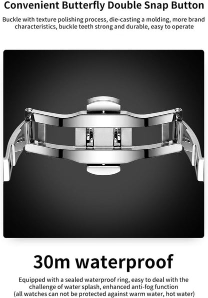 Watches for Men Luxury Diamond Casual Large Dial Watches Stainless Steel Waterproof Business Dress Analog Luminous Date Mens Watches