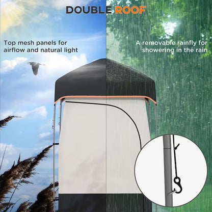 1-Person Portable Shower Tent, Camping Dressing Changing Tent Room with Solar Shower Bag, Floor and Carrying Bag, Black