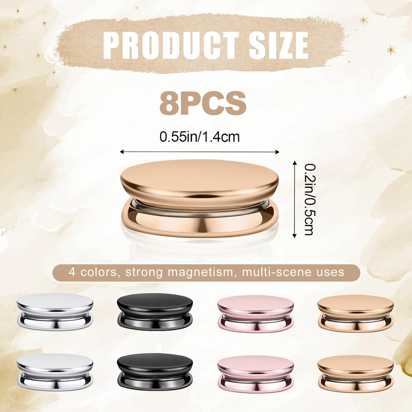 8Pcs Magnetic Hijab Pins, Multipurpose Strong Magnetic Scarf Clasp Hijab Buttons No Snag Hijab Magnets Pinless Brooch Hijab Pins for Women Clothing Scarves (Oblate Style)
