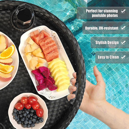 Floating Tray for Pool，Floating Pool Tray, Floating Tray - Floating Pool Table, Ideal for Food & Drinks - Floating Table for Pool - Essential Floating Food Tray for Pool Activities(Round)