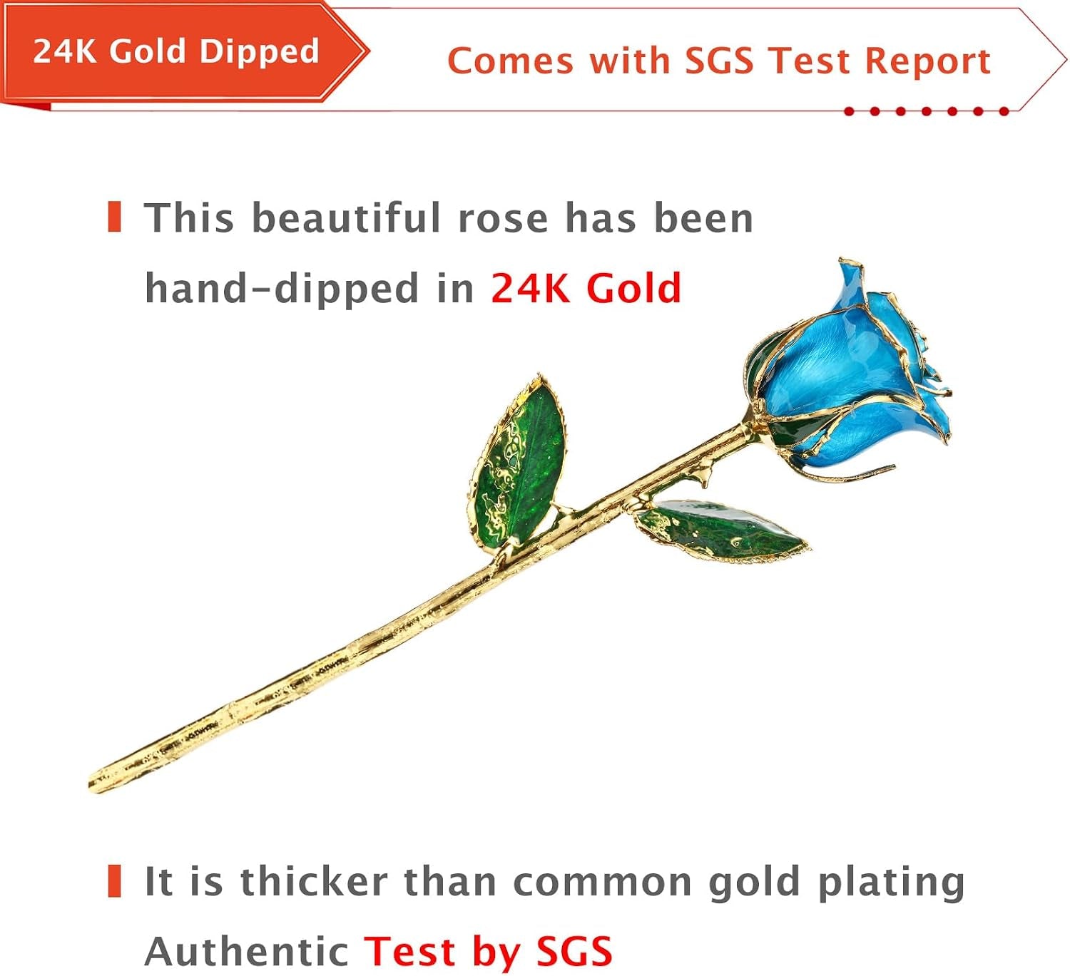 for Her, 24K Gold Rose Made from Real Rose - Unique Design Gold Plated Rose for Anniversary Valentines Mothers Day Birthday Gifts (Tealblue Original Rose with Crystal Vase)