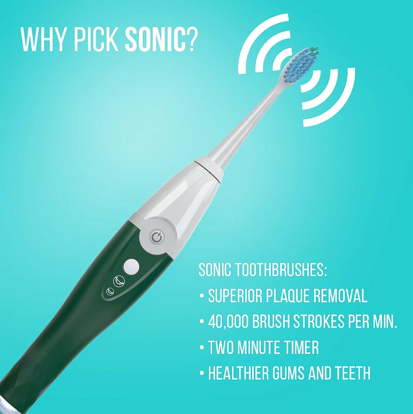 UV Sanitizing Sonic Toothbrush and Cleaning Station, Electric Toothbrush, Dual Speed Setting, Evergreen