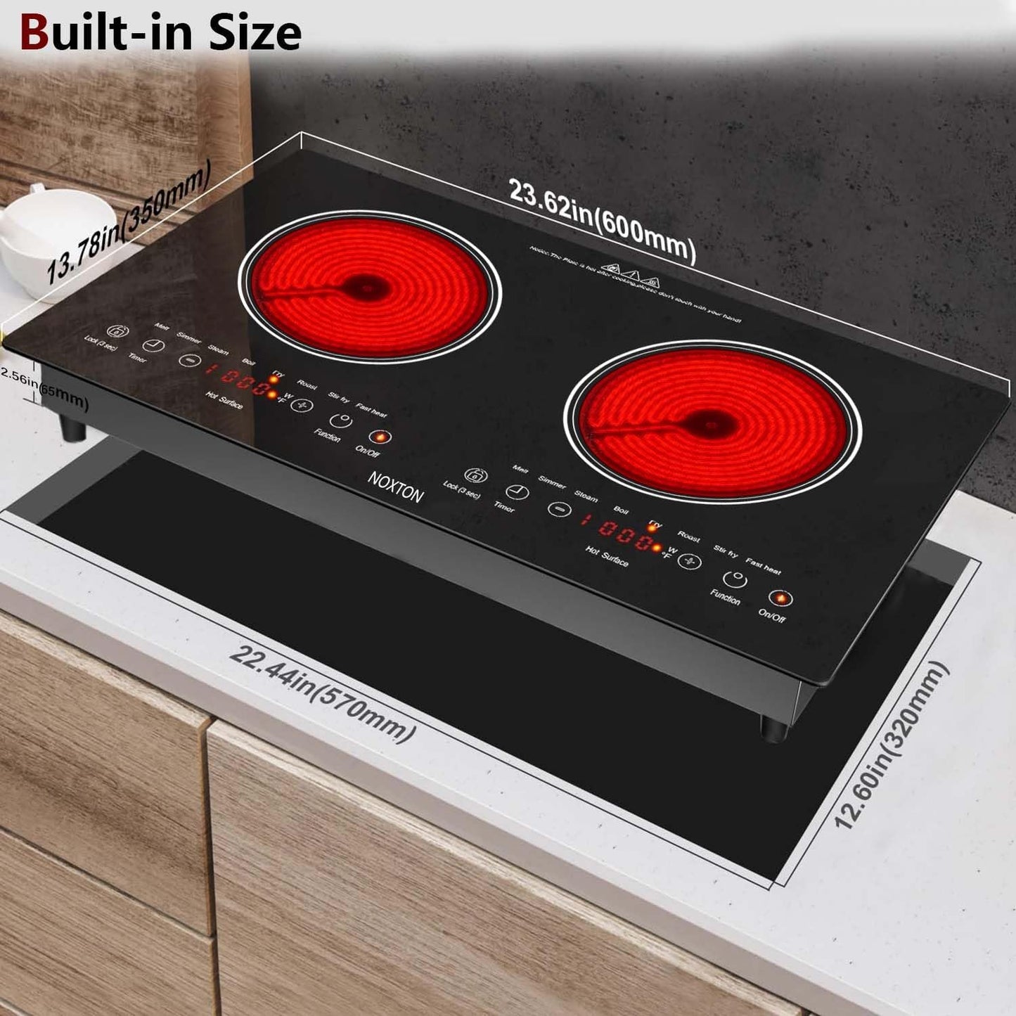 2 Burners Electric Cooktop 110V, 24" Built-In & Countertop Stove