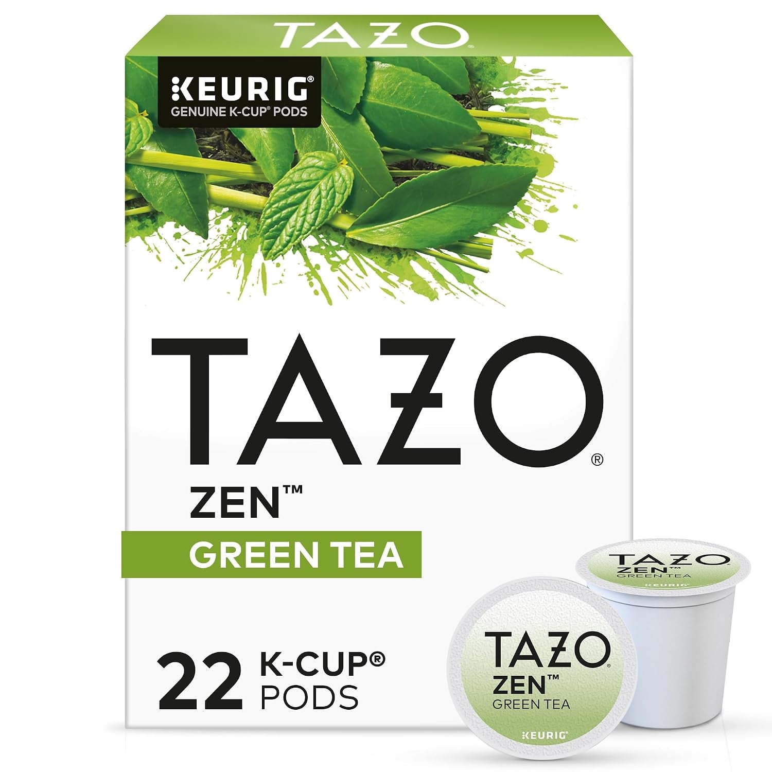 TAZO Zen Green Tea K-Cups, Green Tea Zen for Health and Wellness, 22 Pods | Zen Green Tea K-Cups for Quick Keurig Brewing Offer a Blend of Organic Green Tea, Lemon Verbena, Lemongrass and Spearmint