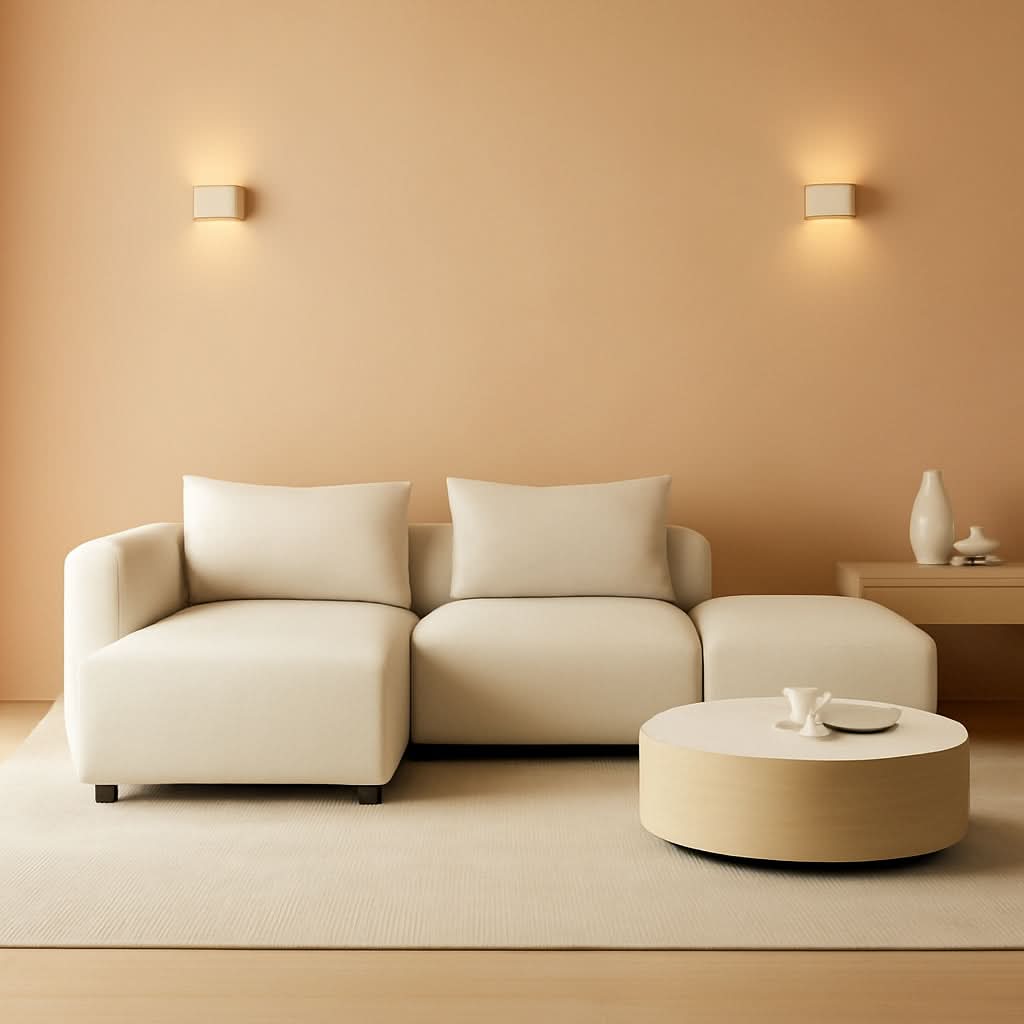 Soft Corduroy Sectional Sofa Set