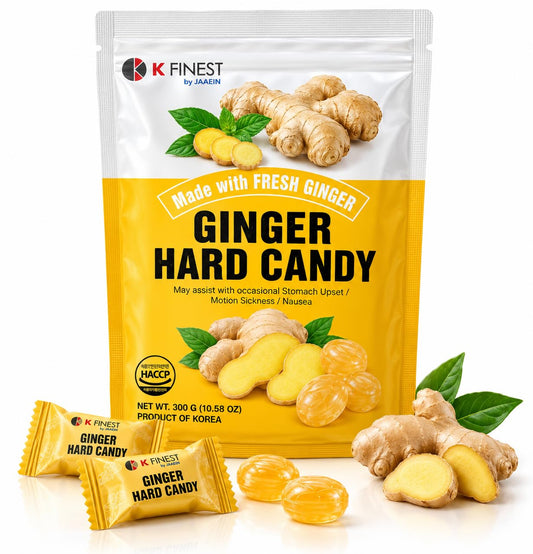 Ginger Hard Candy, Individually Wrapped Korean Ginger Candy Made with Real Ginger, Bold & Spicy Flavor, Travel-Friendly Candy, Product of Korea, 10.58 Oz (300G)