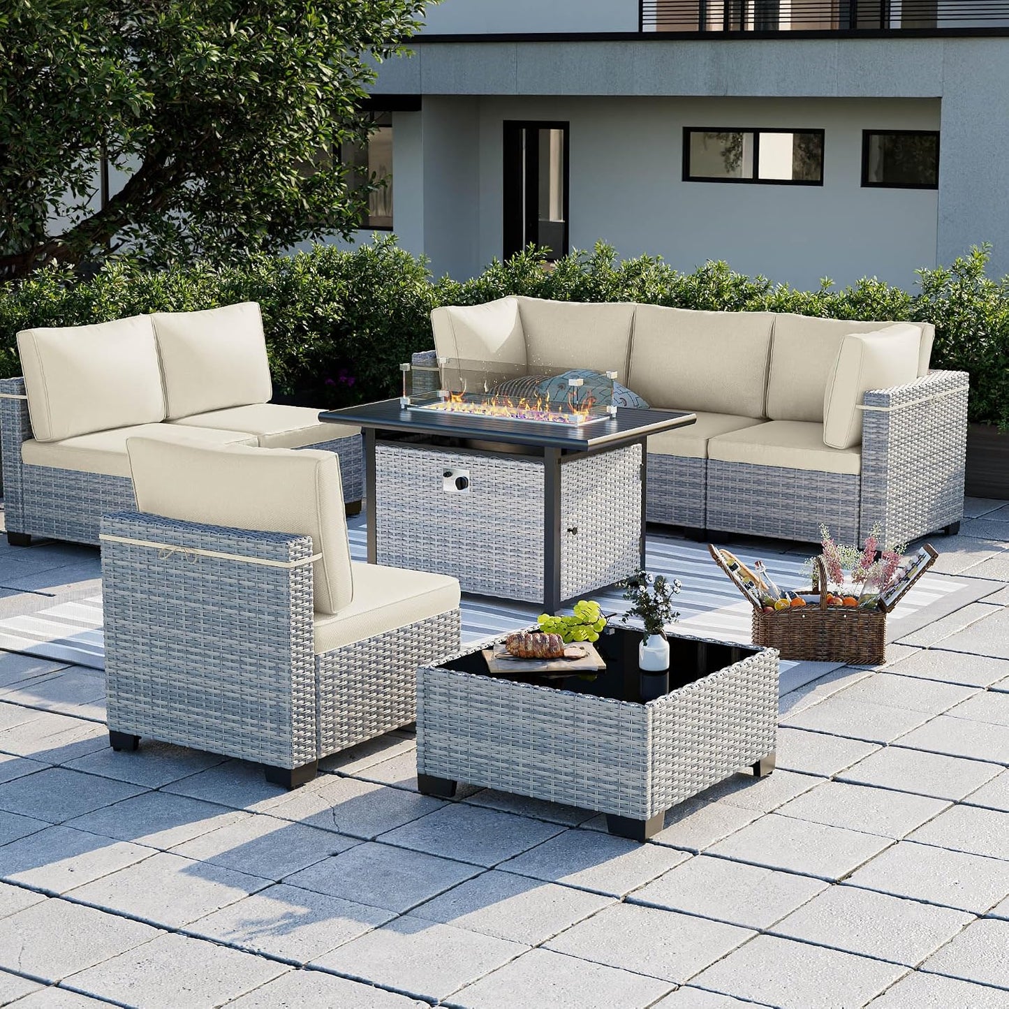 Outdoor PE Wicker Rattan Modular Patio Sectional Sofa Set