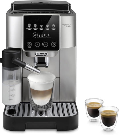 De'Longhi Magnifica Start Automatic Espresso Machine, Milk Frother, Silver | #1 Worldwide Espresso Machine Maker, Hot/Iced, Built-In Grinder, 13 Grind Settings, 5 One Touch Recipes
