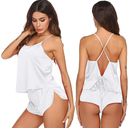 Women Silk Camisole Set Shorts Silk Cami Sleepwear