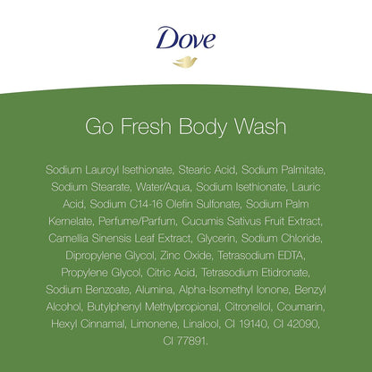 Dove Body Wash 11 Ounce Go Fresh Cucumber & Green Tea, 11 Fl Oz (Pack of 2)