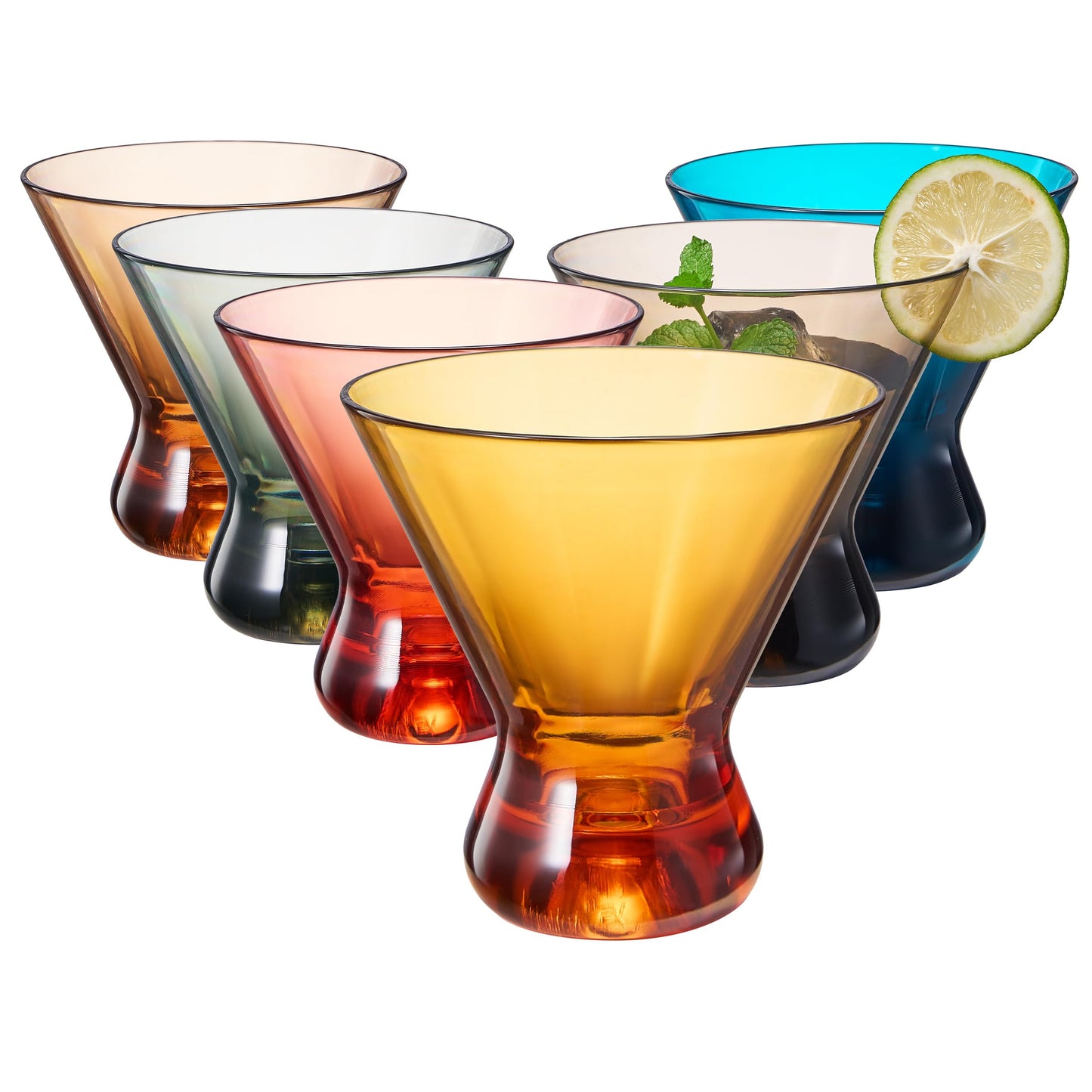 Colorful Pastel Plastic Stemless Martini Glasses Set Of 4