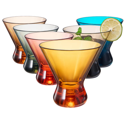 Colorful Pastel Plastic Stemless Martini Glasses Set Of 4