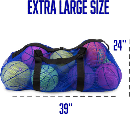 39" Mesh Sports Ball Bag with Adjustable Shoulder Strap, Oversize Duffle