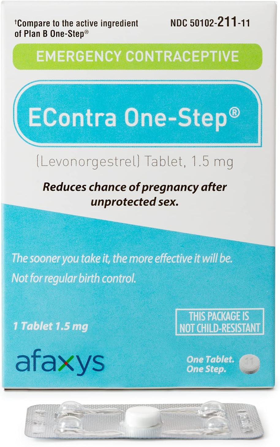 Econtra One-Step® Emergency Contraceptive, 1.5 Mg (1 Levonorgestrel Tablet) Compares to Plan B One-Step®