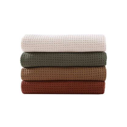 EB Solid Brown Cotton King Waffle Blanket