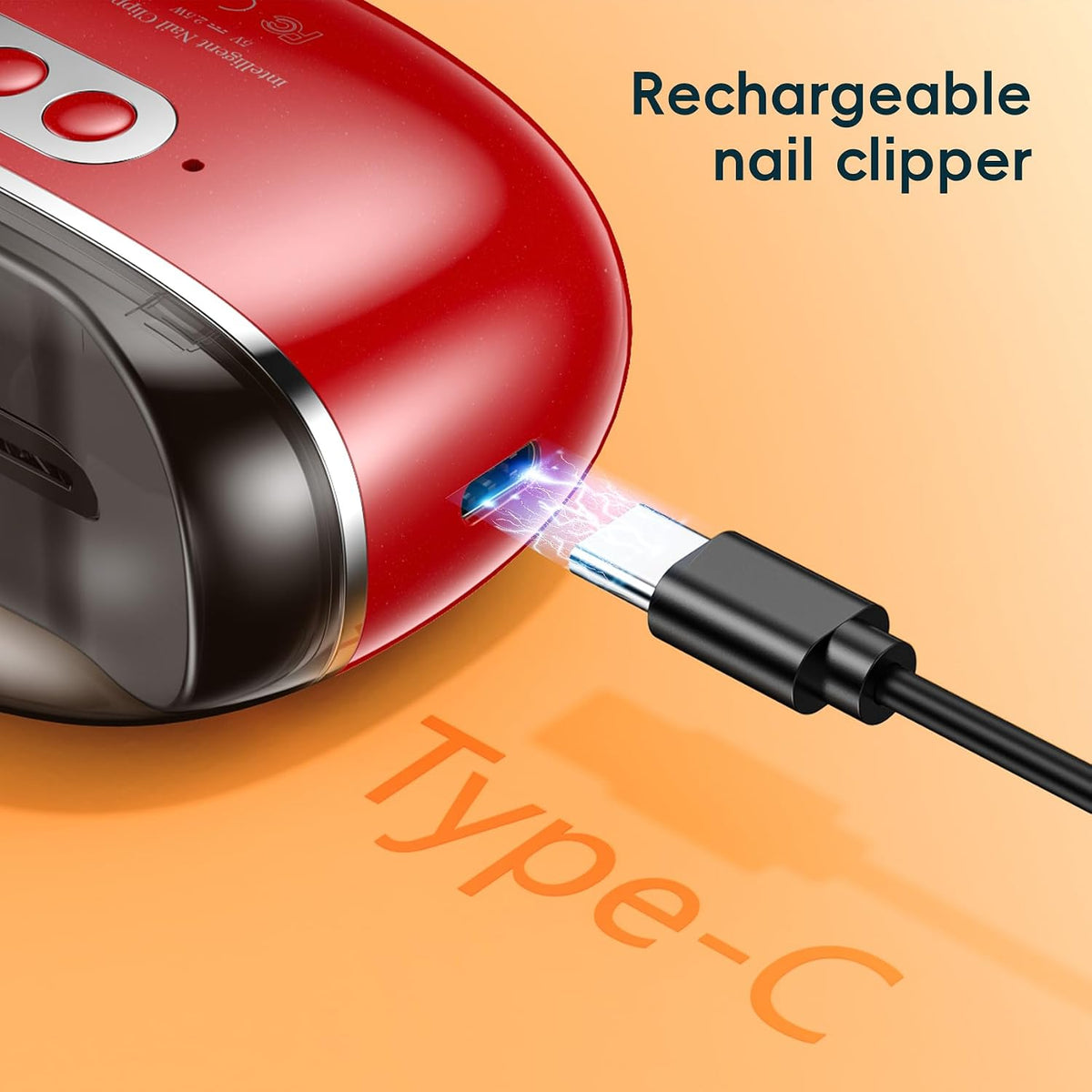 Electric Nail Clipper-3 in 1 Baby Nail Trimmer with Light & 3 Speeds, Fingernail Trimmer, Polisher & Clip Storage, USB Rechargeable Automatic Nail File for Baby, Kids, Adult Gift(Red)