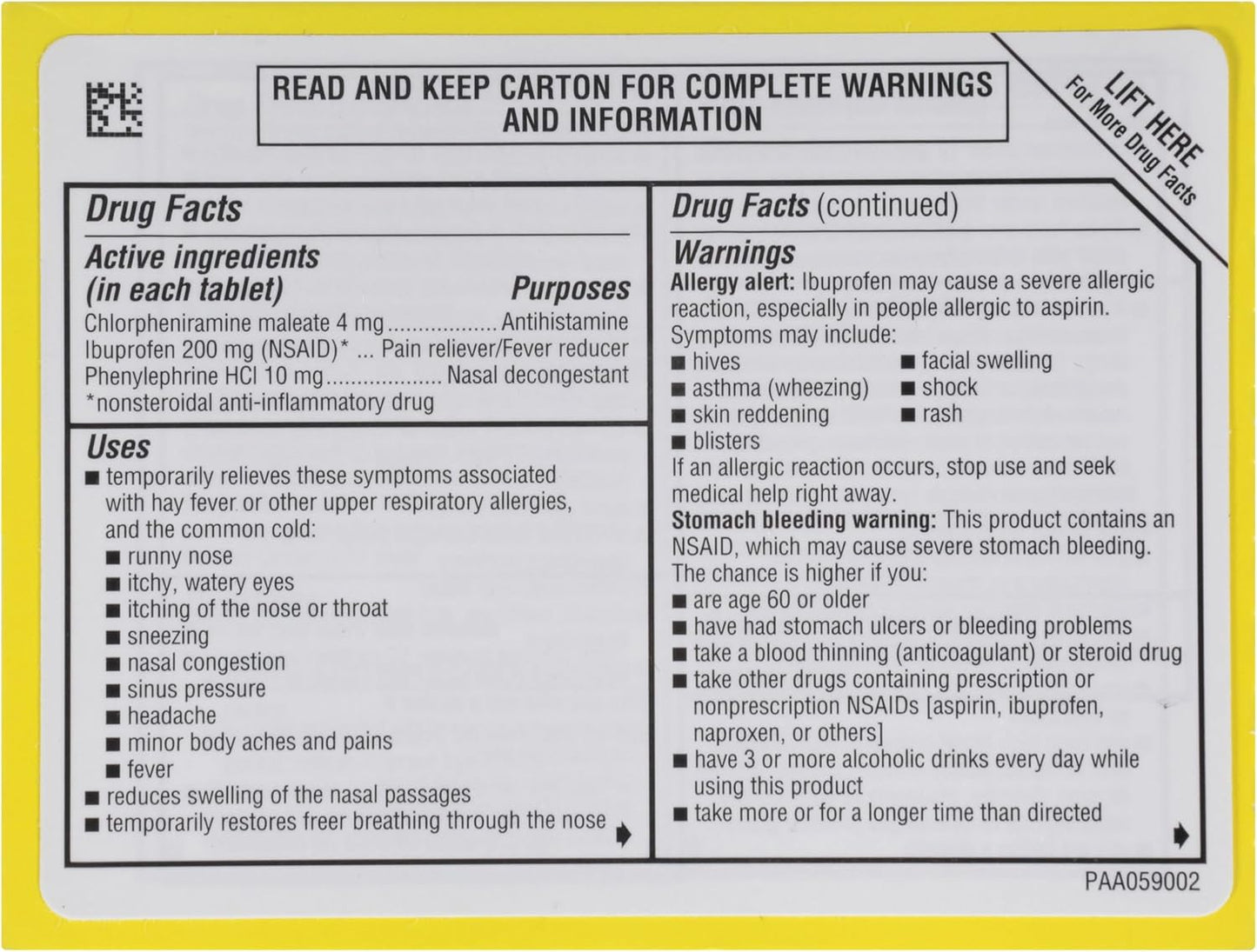 Allergy Relief, Ibuprofen 200Mg, Pain Relief, 20 Tablets