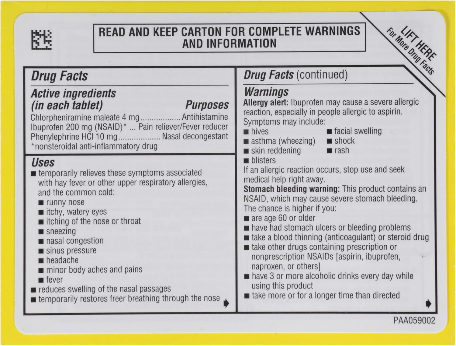 Allergy Relief, Ibuprofen 200Mg, Pain Relief, 20 Tablets