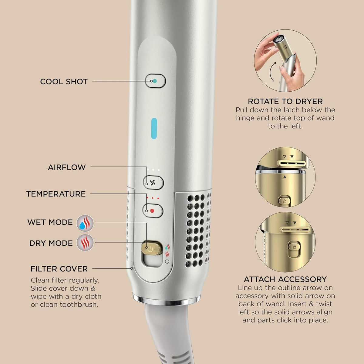 Flexstyle Glam, Ceramic+Powerful Air Styling & Drying System, HD6051S