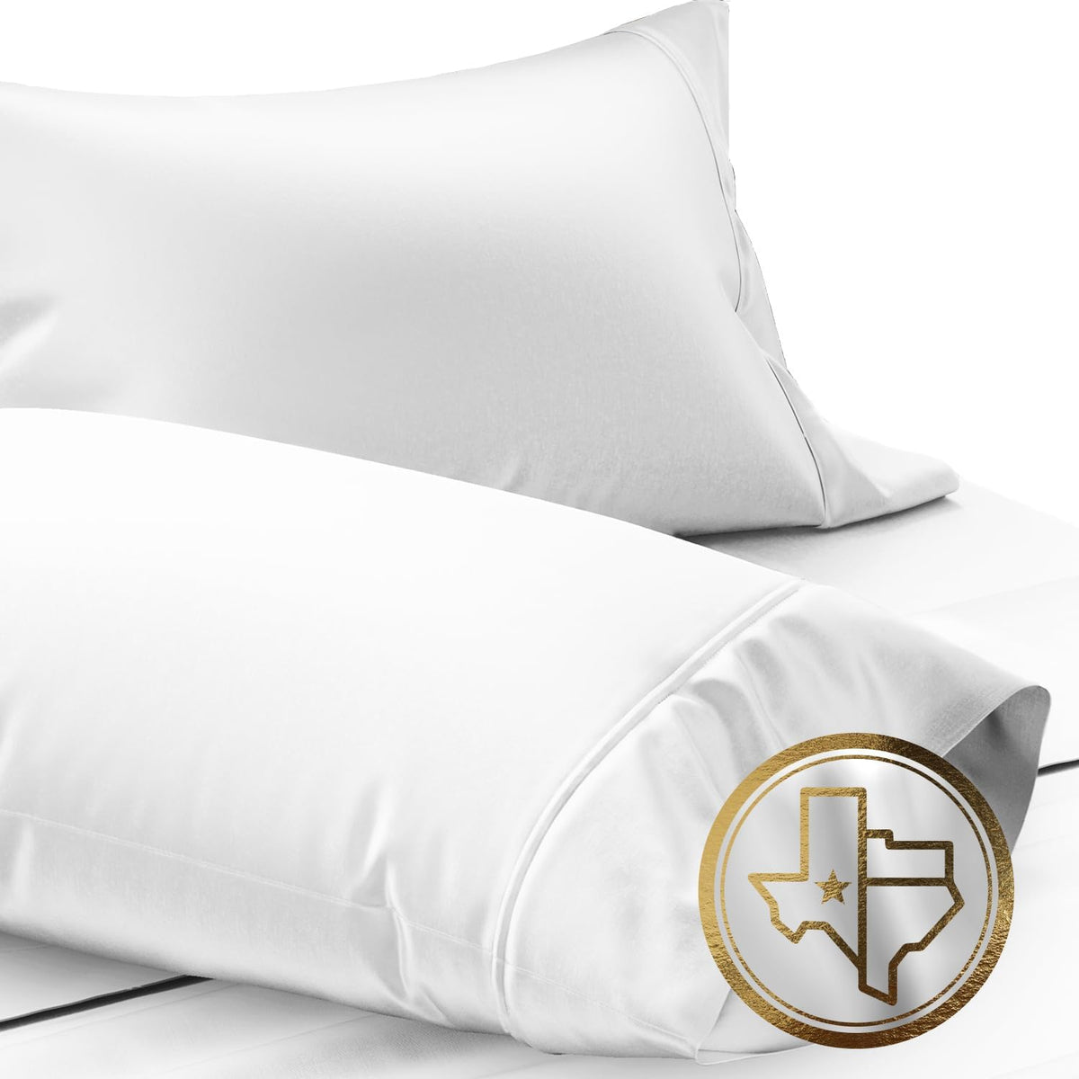 100% Egyptian Cotton Standard/Queen Size Pillow Cases Set of 2-1000 Series Lonestar Lovin' Pillow Cover (White), Soft, & Cooling Pillowcases Set of 2 for Standard/Queen Pillows