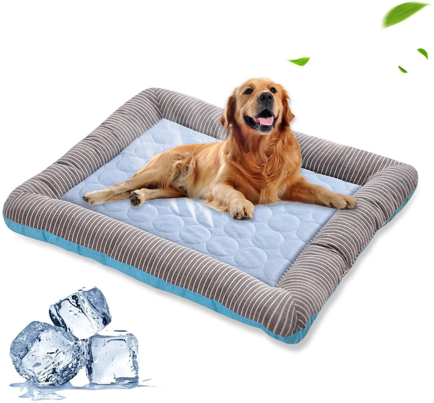 Tapis rafraîchissant pour animaux de compagnie, lit pour chiens, chats, chiots, chatons, tapis rafraîchissant pour animaux de compagnie, couverture en soie glacée, matériau doux pour dormir en été, bleu, respirant