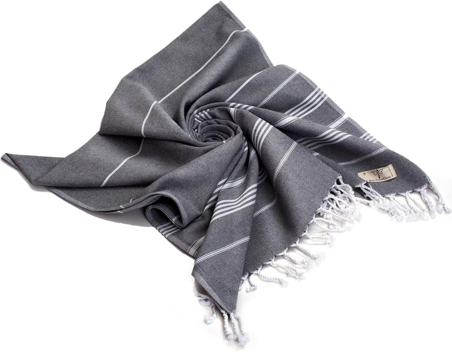 Classical Series Original Turkish Beach Towel | Prewashed, 37 X 71 Inches | Peshtemal and Turkish Bath Towel for SPA, Beach, Pool, Gym and Bathroom (Dark Gray, Pack of 2)