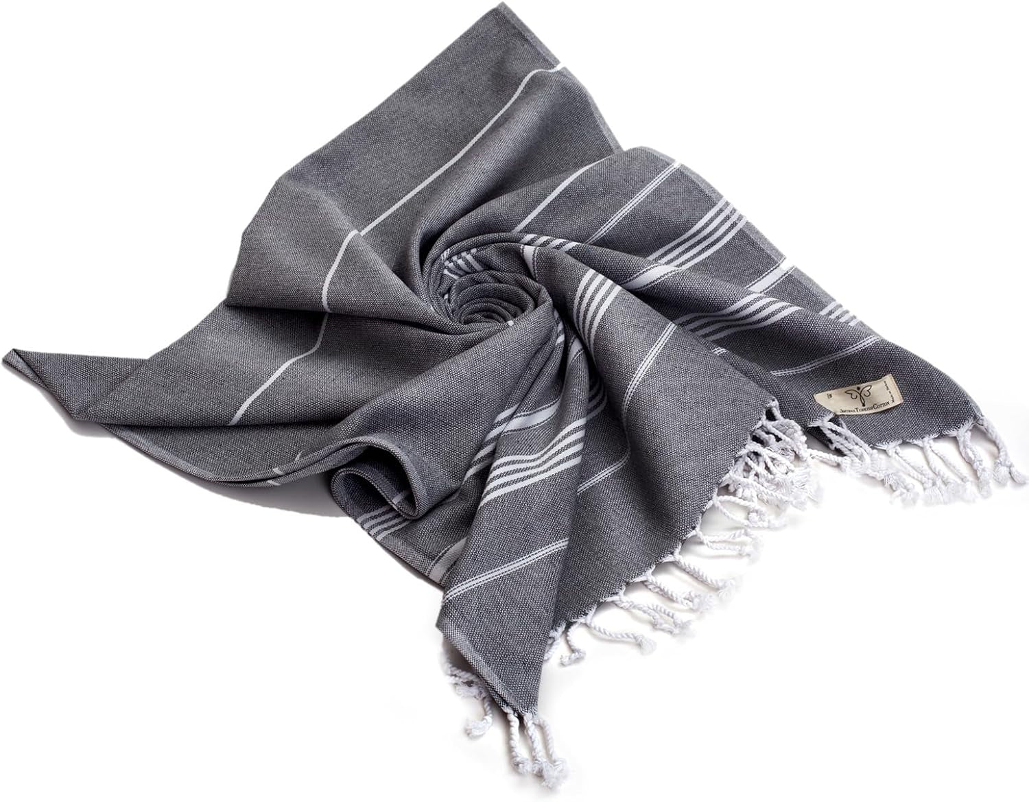 Classical Series Original Turkish Beach Towel | Prewashed, 37 X 71 Inches | Peshtemal and Turkish Bath Towel for SPA, Beach, Pool, Gym and Bathroom (Dark Gray, Pack of 2)