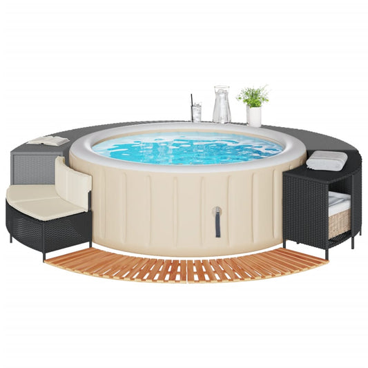 Vidaxx hot tub surround poly rattan and solid acacia wood black