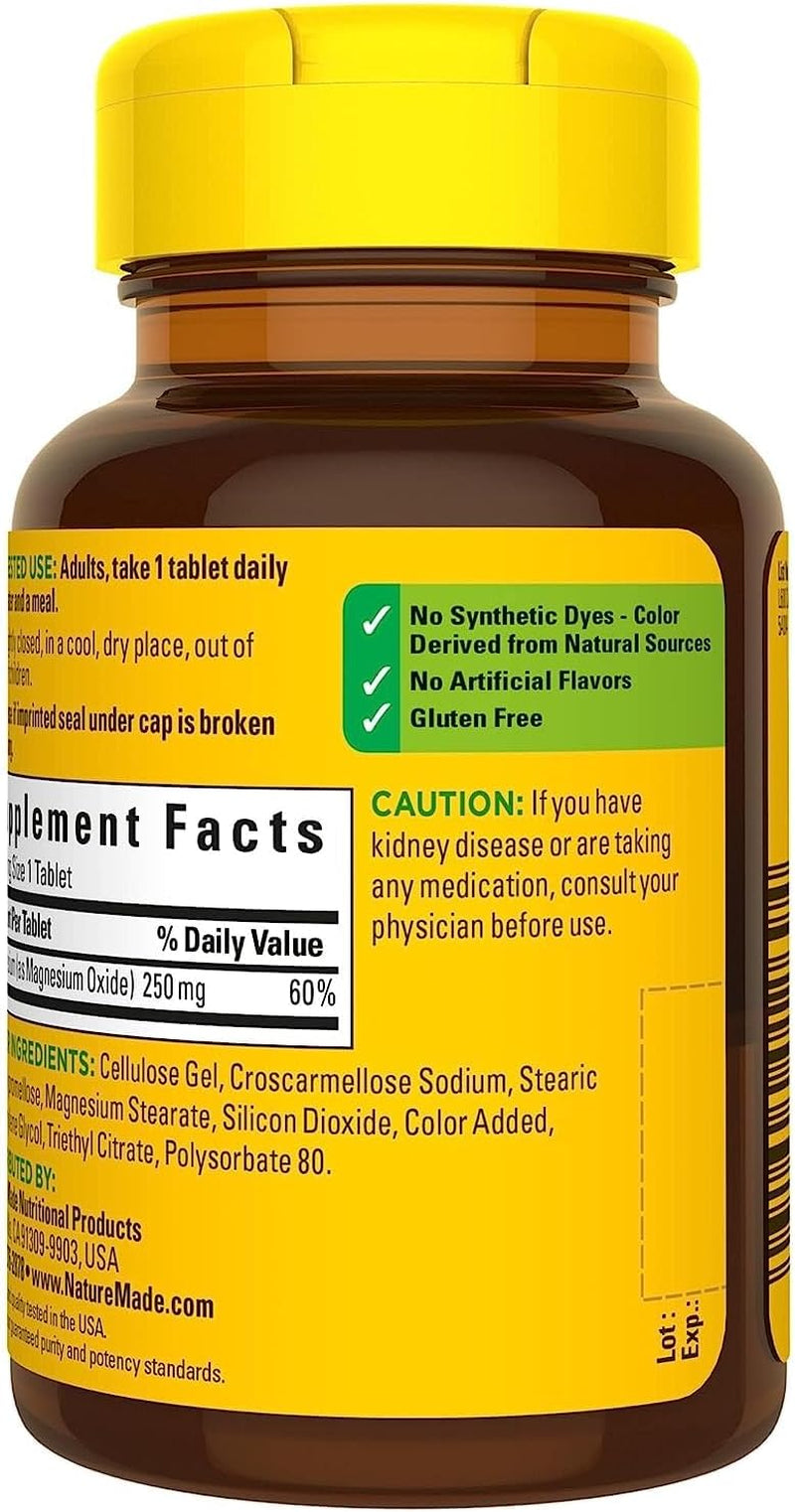 Magnesium, 250 Mg, Tablets, 100 Ct