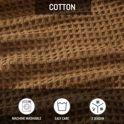 EB Solid Brown Cotton King Waffle Blanket