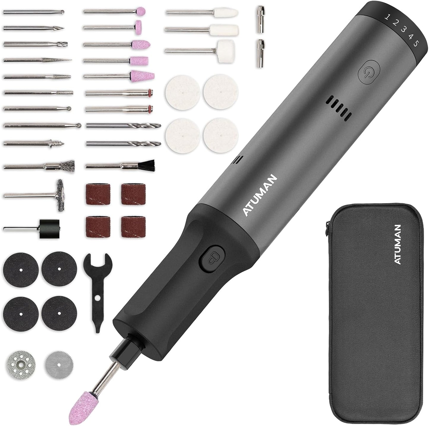 Cordless Rotary Tool Kit, 7.2V with Higher Torque, More Powerful, 5 Speeds 10000 to 28000 RPM, with 42 Accessories, Multi Purposes, Sanding, Polishing, Drilling, Etching, Engraving, DIY Crafts