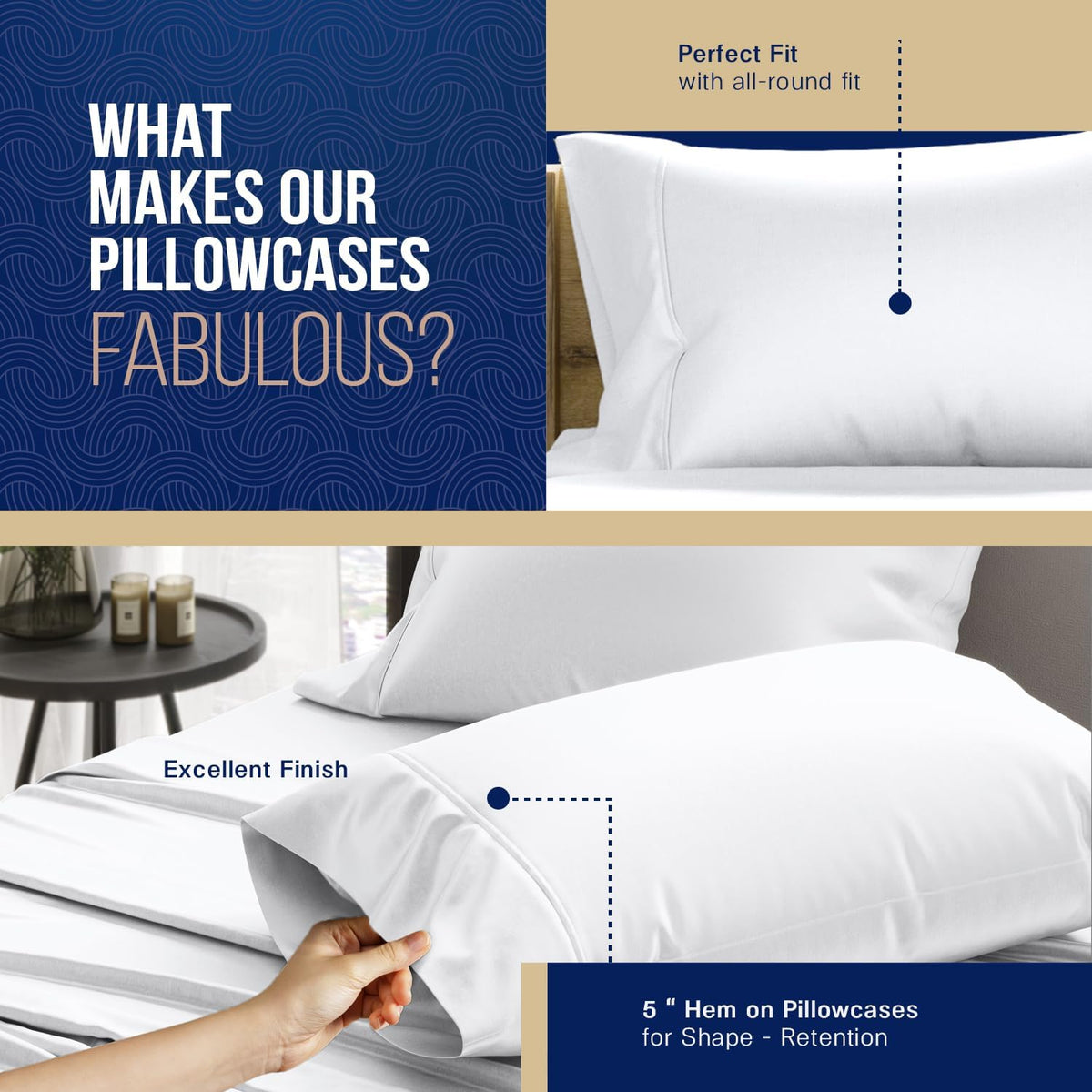 100% Egyptian Cotton Standard/Queen Size Pillow Cases Set of 2-1000 Series Lonestar Lovin' Pillow Cover (White), Soft, & Cooling Pillowcases Set of 2 for Standard/Queen Pillows