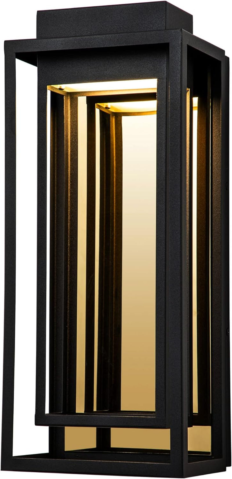 Modern Outdoor Wall Lights LED Exterior, Black Gold Front Porch Lights Wall Mount, Large Outdoor LED Sconce, Luxury Wall Lamp, Patio Lighting Fixture for House, Garage, Yard