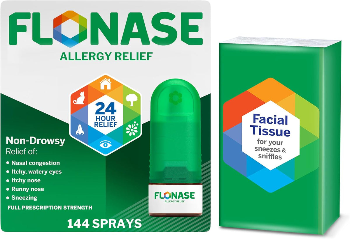 Nasal Spray for Allergy Relief, Tissues Included, 144 Sprays