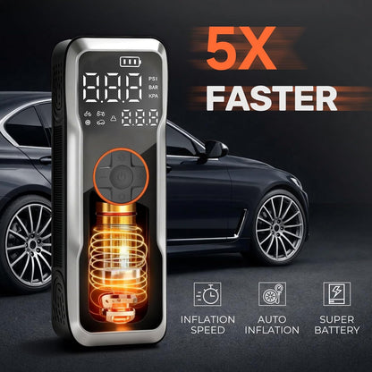 Portable Tire Inflator Air Compressor, Battery Capacity18000Mah,150Psi 5X Fast Inflation Wireless Electric Air Pump with Digital Pressure Gauge & LED Light for Car Motorcycle Bike Ball
