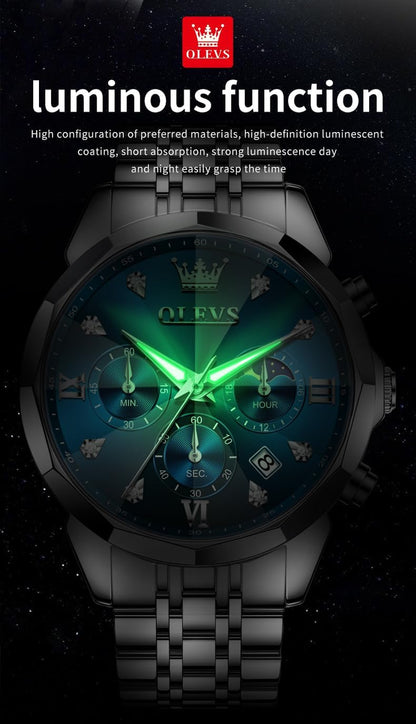 Watches for Men Luxury Diamond Casual Large Dial Watches Stainless Steel Waterproof Business Dress Analog Luminous Date Mens Watches