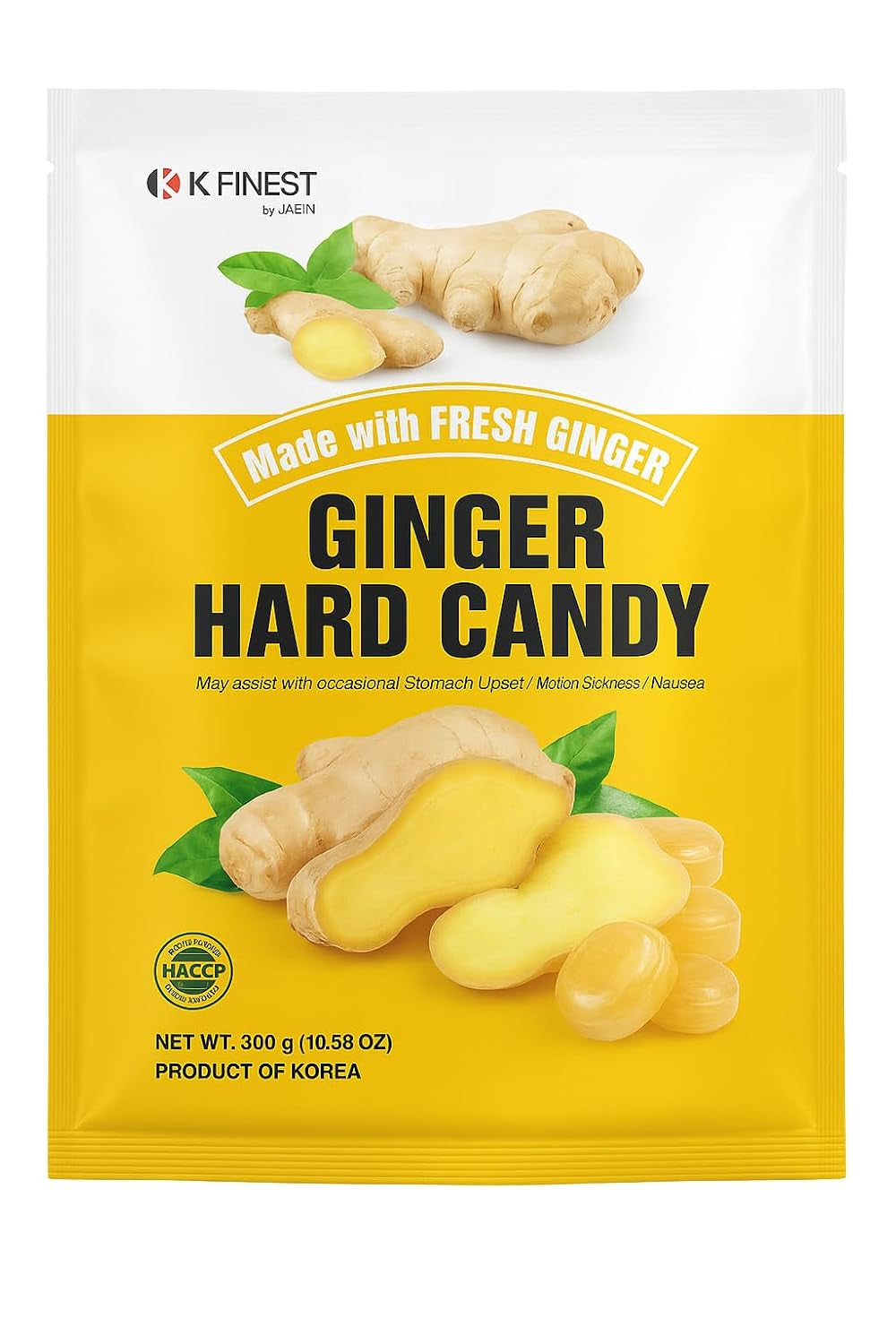 Ginger Hard Candy, Individually Wrapped Korean Ginger Candy Made with Real Ginger, Bold & Spicy Flavor, Travel-Friendly Candy, Product of Korea, 10.58 Oz (300G)