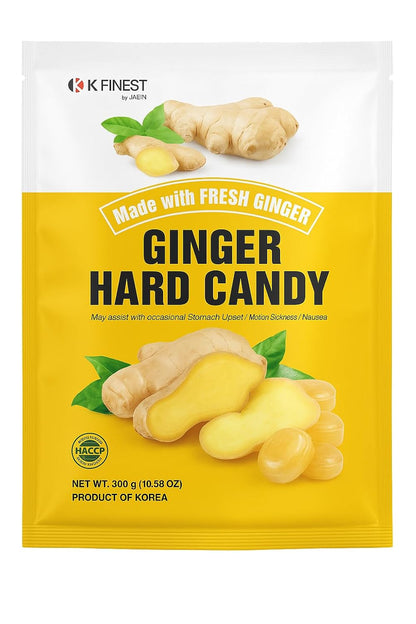 Ginger Hard Candy, Individually Wrapped Korean Ginger Candy Made with Real Ginger, Bold & Spicy Flavor, Travel-Friendly Candy, Product of Korea, 10.58 Oz (300G)