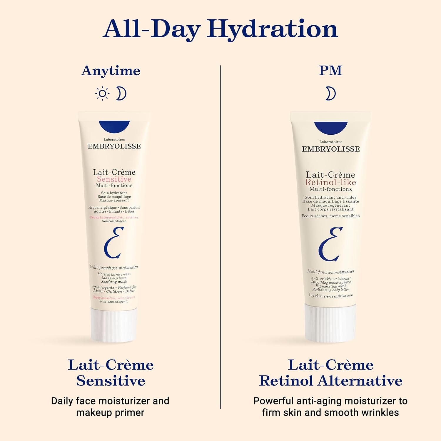 Embryolisse Lait-Crème Concentré Sensitive Face Moisturizer and Makeup Primer, Hypoallergenic Fragrance-Free Face Cream with Aloe Vera and Shea Butter