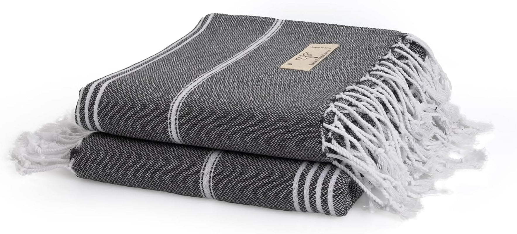 Classical Series Original Turkish Beach Towel | Prewashed, 37 X 71 Inches | Peshtemal and Turkish Bath Towel for SPA, Beach, Pool, Gym and Bathroom (Dark Gray, Pack of 2)
