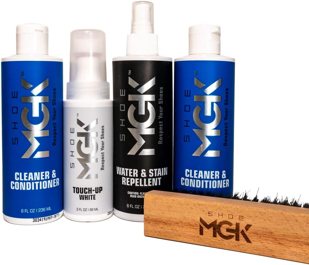 MVP Shoe Cleaner Kit Shoe Cleaner & Conditioner, Water & Stain Repellent, White Touch up & Brush